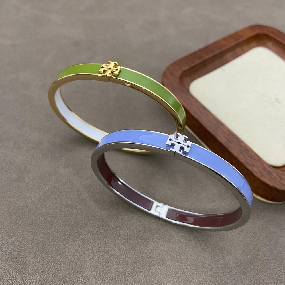Tory Burch Enamel Inlaid Metal Bracelet For